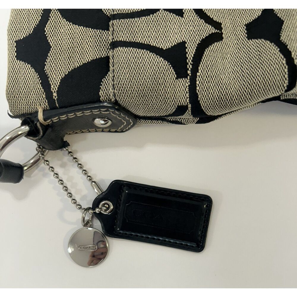 COACH Signature Stripe File Bag Crossbody Purse Black Grey Canvas F19220 - Picture 7 of 9